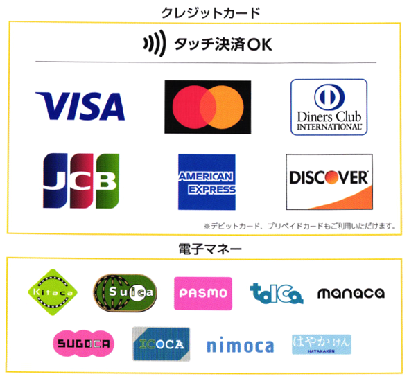 クレジットカード・電子マネー使用可